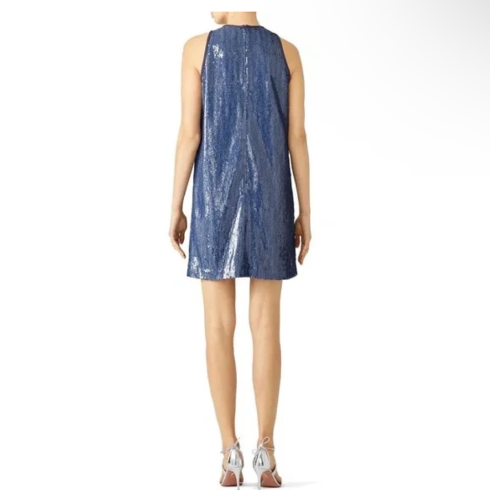 NWT Carmen Marc Valvo Size 10 Sequin Sleeveless Blue Shift Dress Party Dress. - Picture 6 of 8